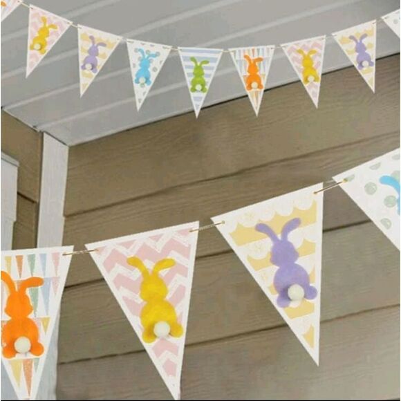 Colorful Easter Bunny Pull Flag - Picture 2 of 6